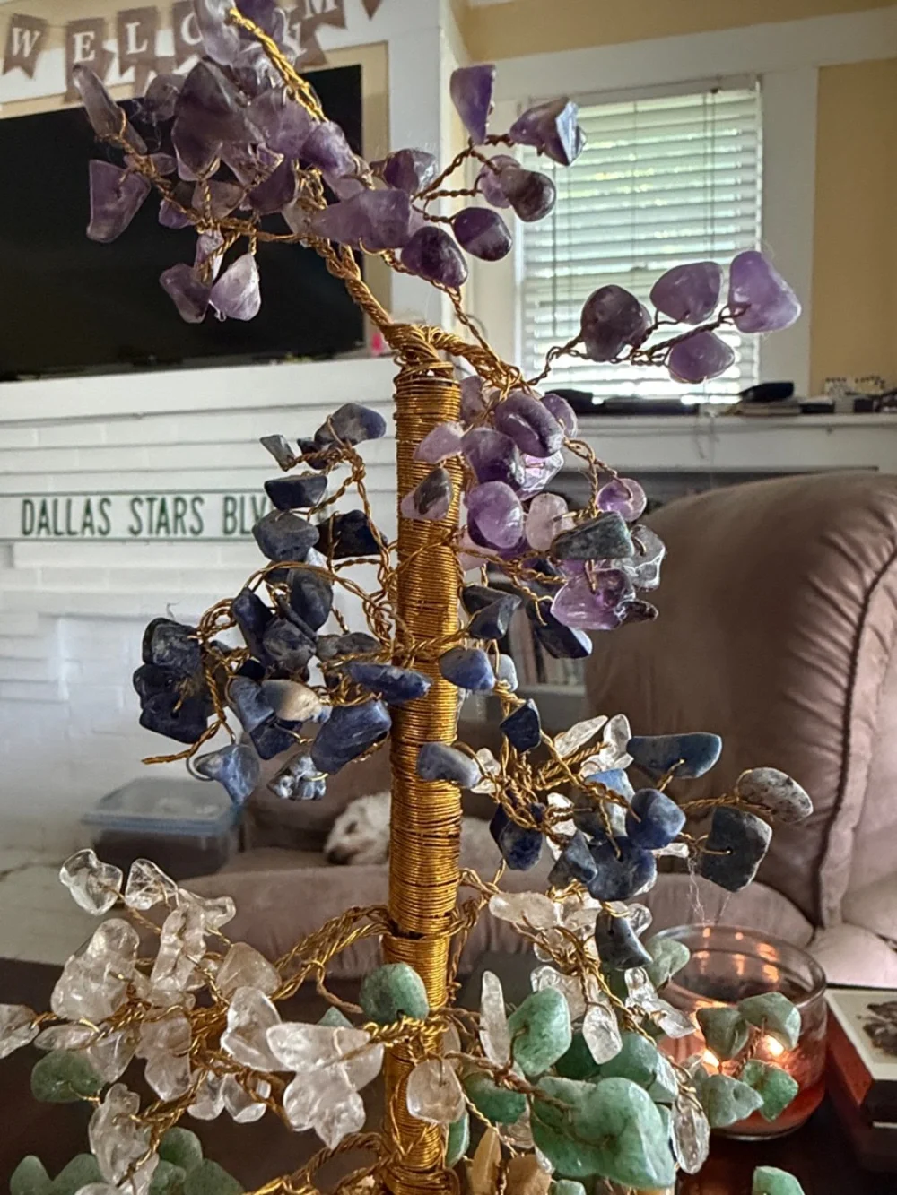 Decorative Multicolor Gemstone Tree Sculpture for Home Accents